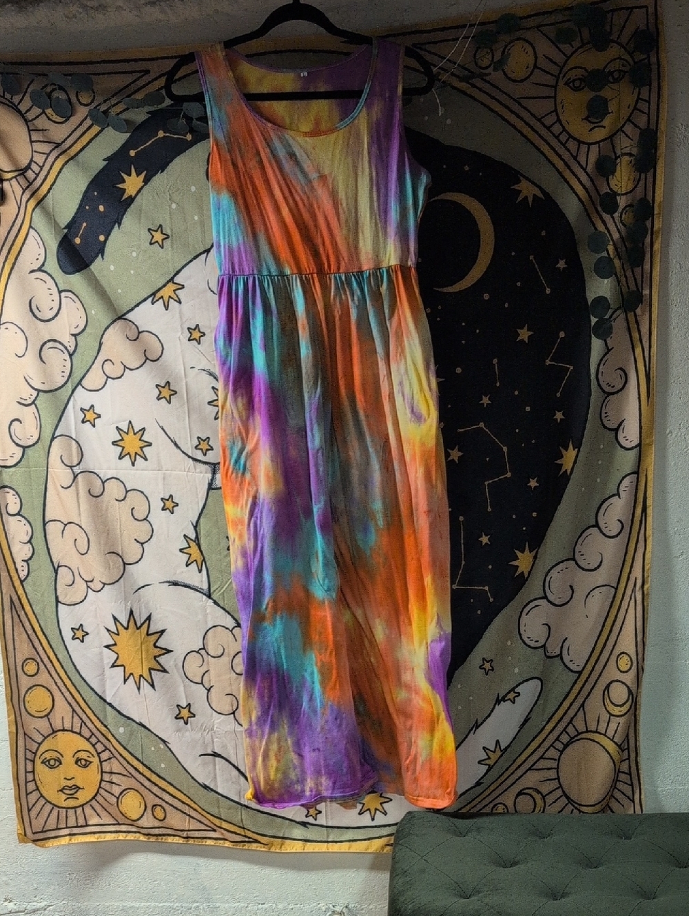 Colorful Tie-Dye Sleeveless Maxi Dress